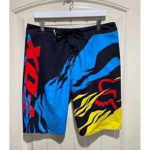 FOX Racing Men's Board Shorts Size 34 Swim Trunks Moto Surf Skate Big Logo